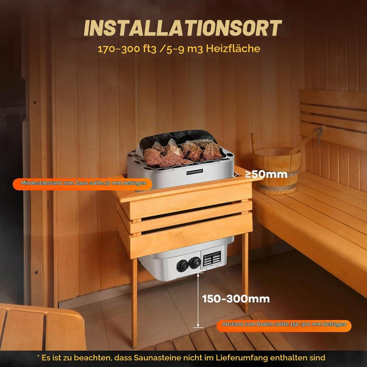 Mxmoonant 6KW Saunaofen, Elektroherd für Sauna, Einstellbare Zeit und Temperatur, für Home, Hotel, S