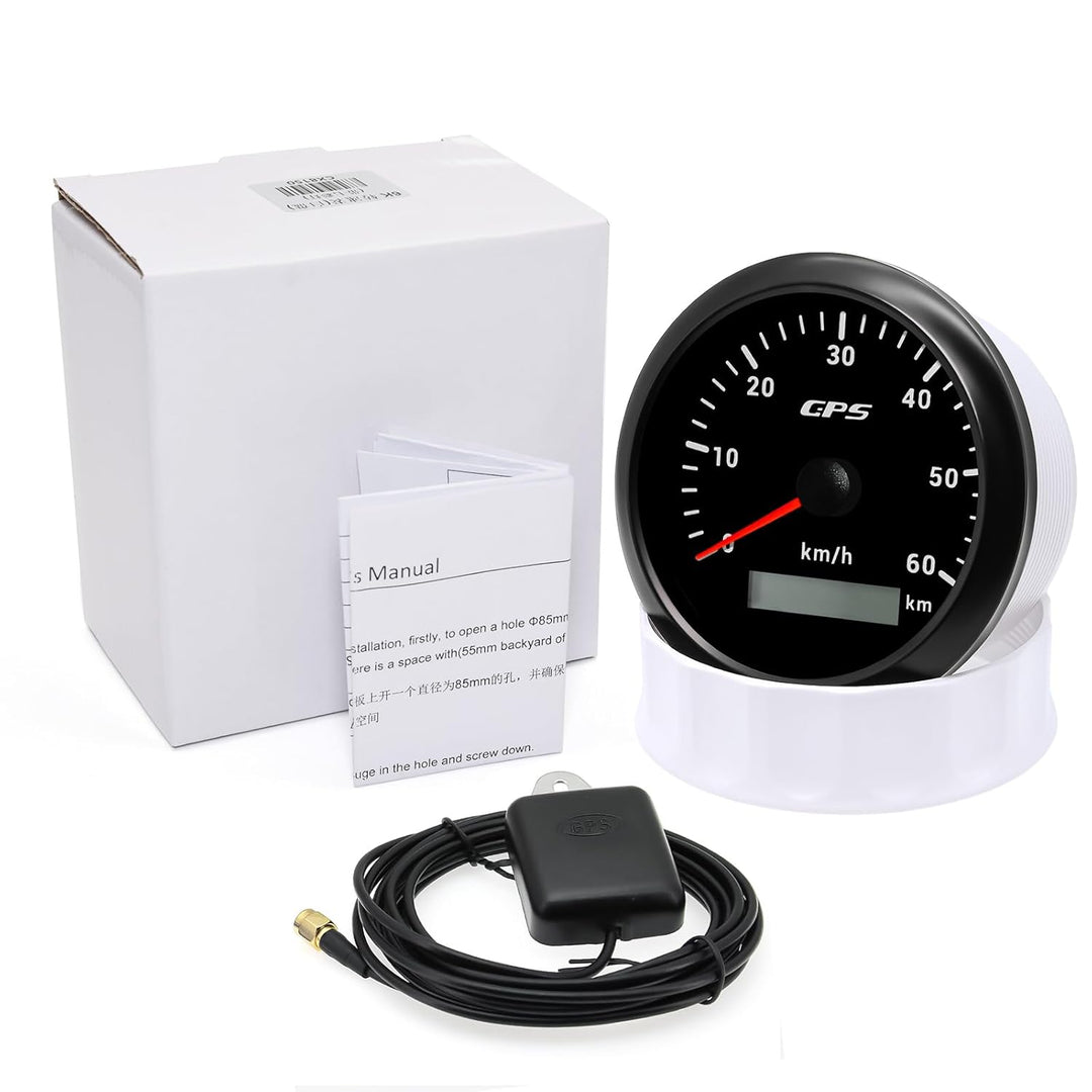 85mm Geschwindigkeitsmesser Boot GPS Tacho Kilometerzähler 0-60Km/H Wasserdichter IP67 7-Farben Tach