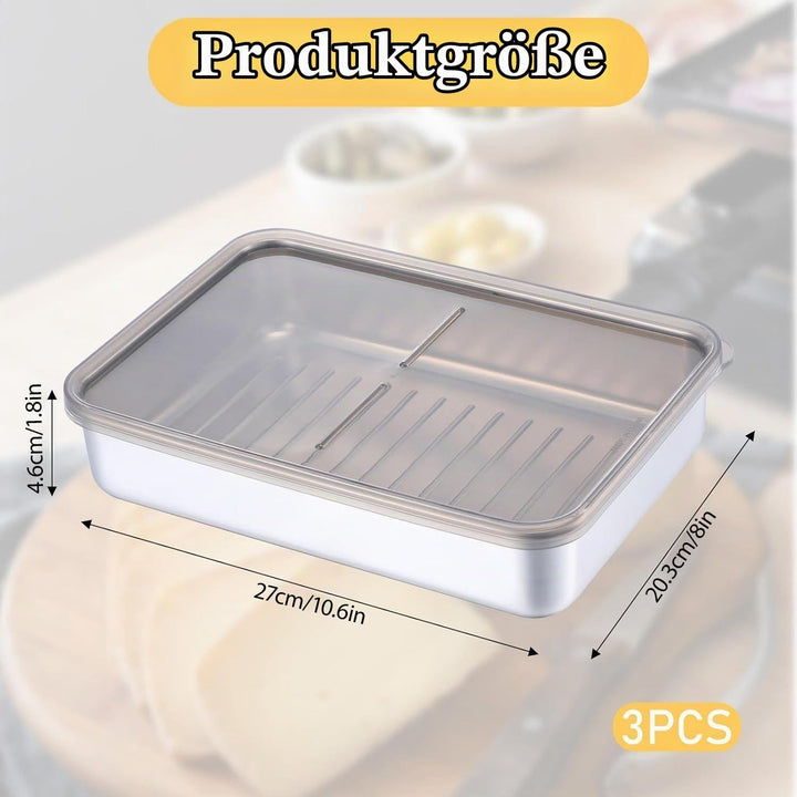 Set mit 3 Aufschnittboxen für Kühlschrank,Wurst Aufbewahrung Kühlschrank,Aufschnittbox,Kühlschrank O