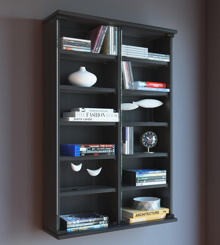 VCM Wandregal Hängeregal Wandschrank Hängeschrank Wandvitrine Wandschrank Schwarz 18 x 60 x 91,5 cm