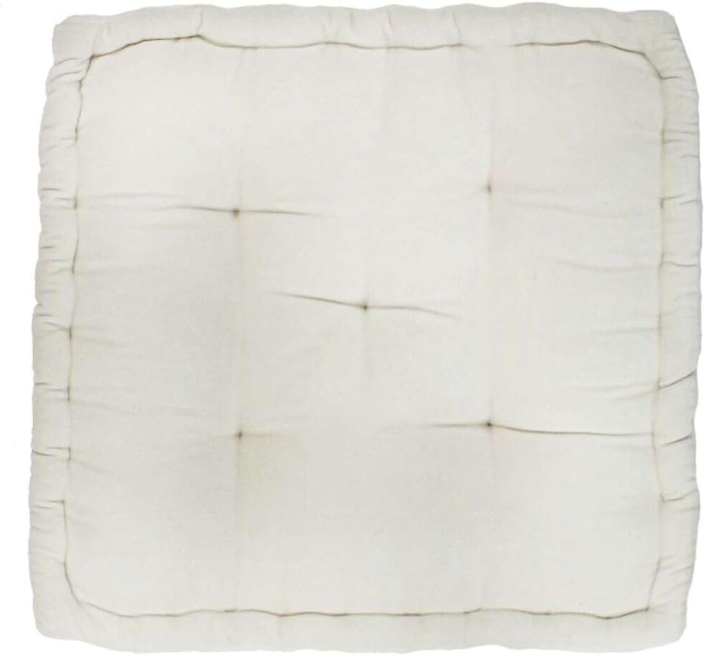 Thedecofactory Arthur Sitzsack Boxspringbett, Velours, Baumwolle, Ecru, 40 x 40 x 8 cm
