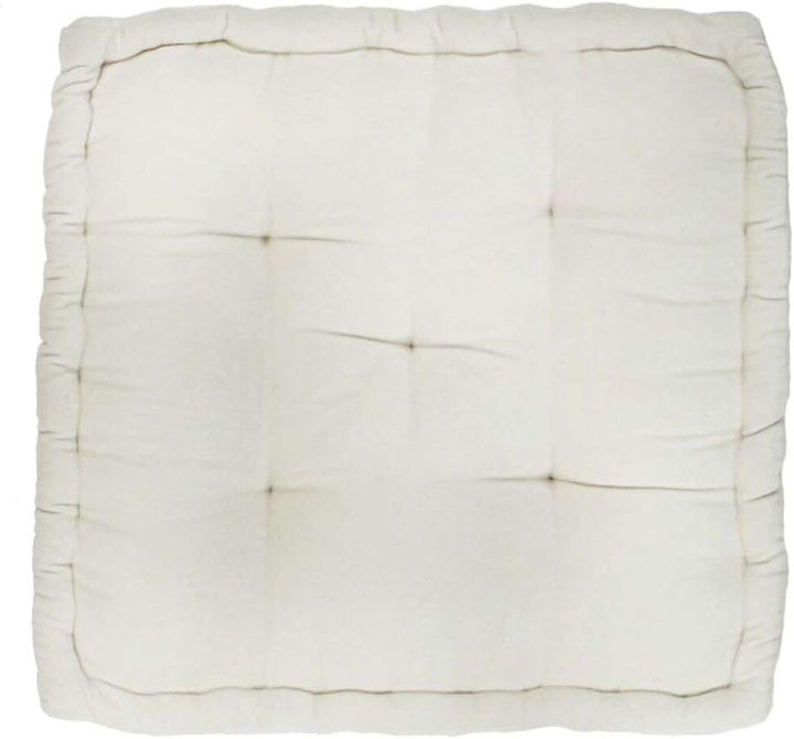 Thedecofactory Arthur Sitzsack Boxspringbett, Velours, Baumwolle, Ecru, 40 x 40 x 8 cm
