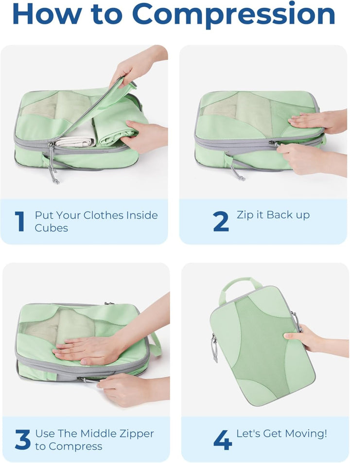 BAGSMART Packing Cubes Compression 6 Stück, Rucksack Koffer Organizer Packtaschen, Reise Kompression