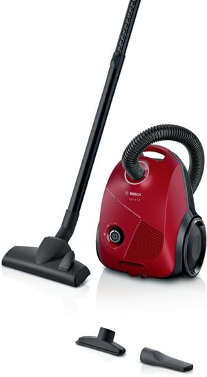 Bosch Staubsauger mit Beutel Serie 2 BGLS2RD1, Rot | Made in Germany, Hygiene-Filtersystem, Grosser
