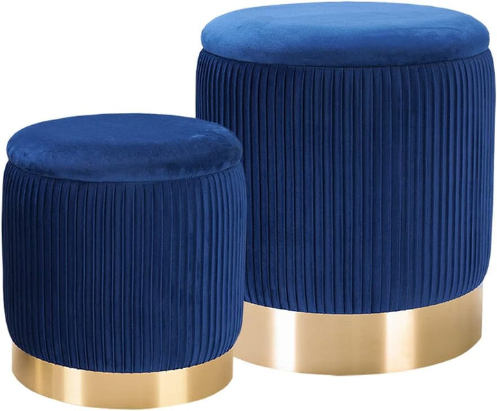AllEquip 2er-Set Sitzhocker Samt Schminktisch Pouf Hocker mit Stauraum Ottoman Aufbewahrungshocker (