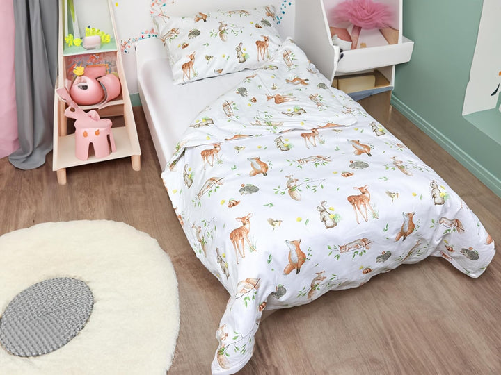 Kinderbettwäsche 90x120 + 40x60 | 100% Baumwolle Weiche &amp; Farbenfrohe Bettwäsche für Babys | Mädchen