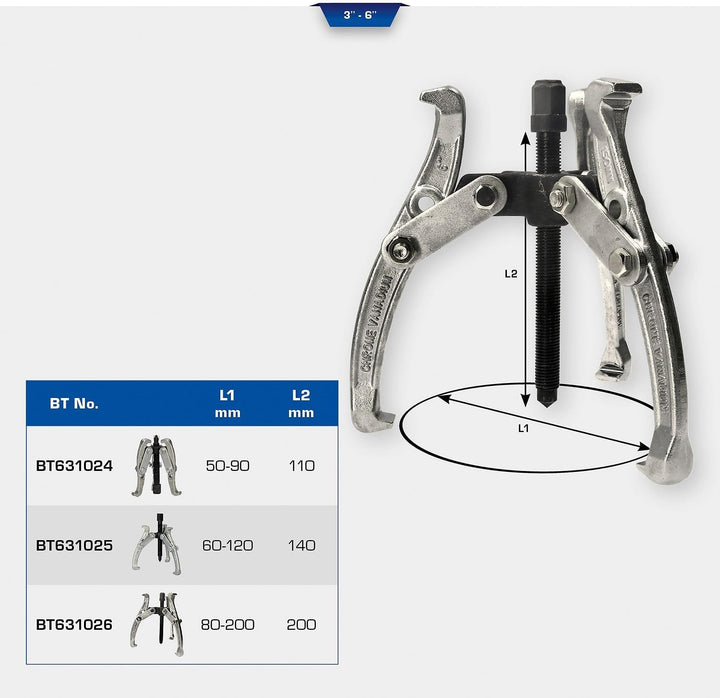 BRILLIANT TOOLS BT631025 Universal-3-Arm-Abzieher, 4" [Powered by KS TOOLS] 4 Zoll, 4 Zoll