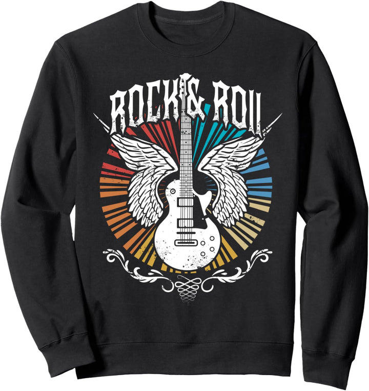 Vintage Rock and Roll Retro Stil 80er Jahre Gitarre Rock Sweatshirt
