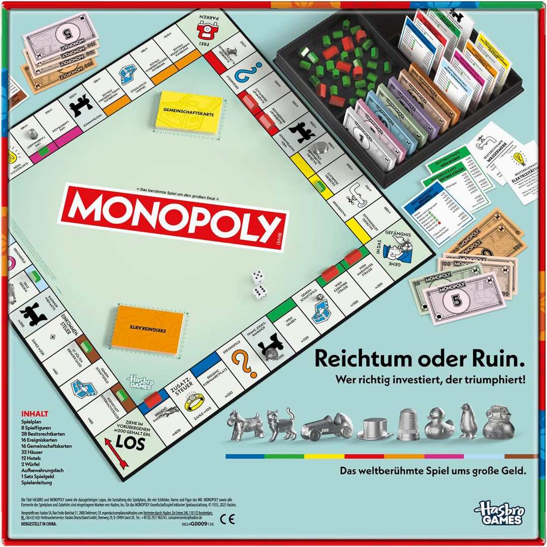 Monopoly Brettspiel mit Aufbewahrungsfach und grösseren Spielfiguren - Deutsche Fassung