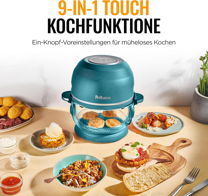 Fritaire Ungiftiger Glas-Airfryer™, 5L – 360° Sicht, Selbstreinigung, 400°F Heissluft-Vortex für gle