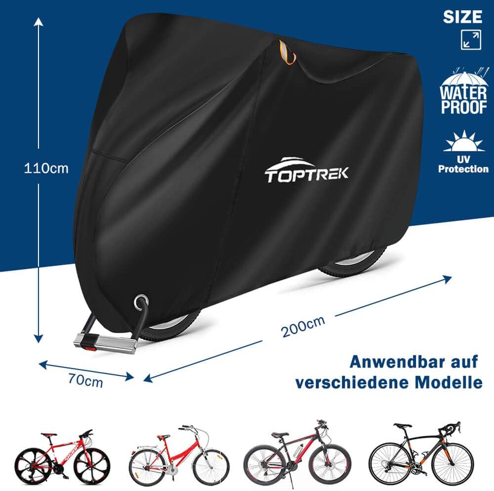 Toptrek Fahrradabdeckung 210D mit Nahtband Oxford-Gewebe Wasserdicht Hochwertige Fahrradgarage Outdo