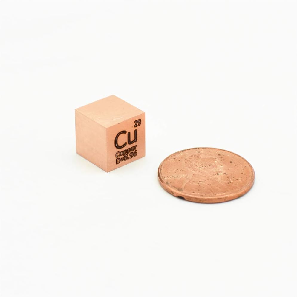 Pure Metal Copper 10mm Density Cu Cube for Element Collections Lab Experiment Material Hobbys Simple