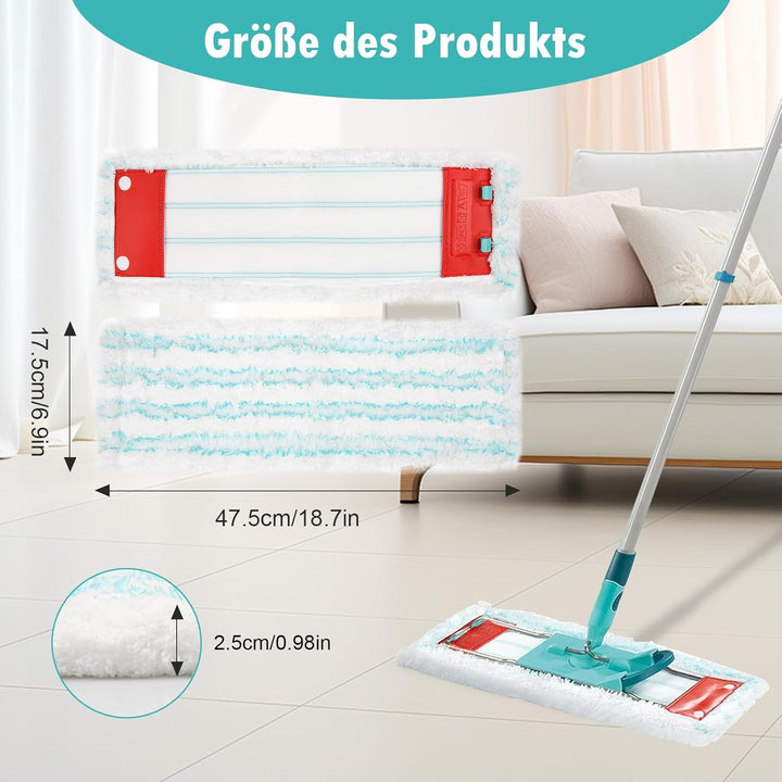 6 Stück Wischbezug für Leifheit Profi XL Micro Duo / Profi XL Cotton Plus, Mikrofaser Ersatzbezug fü