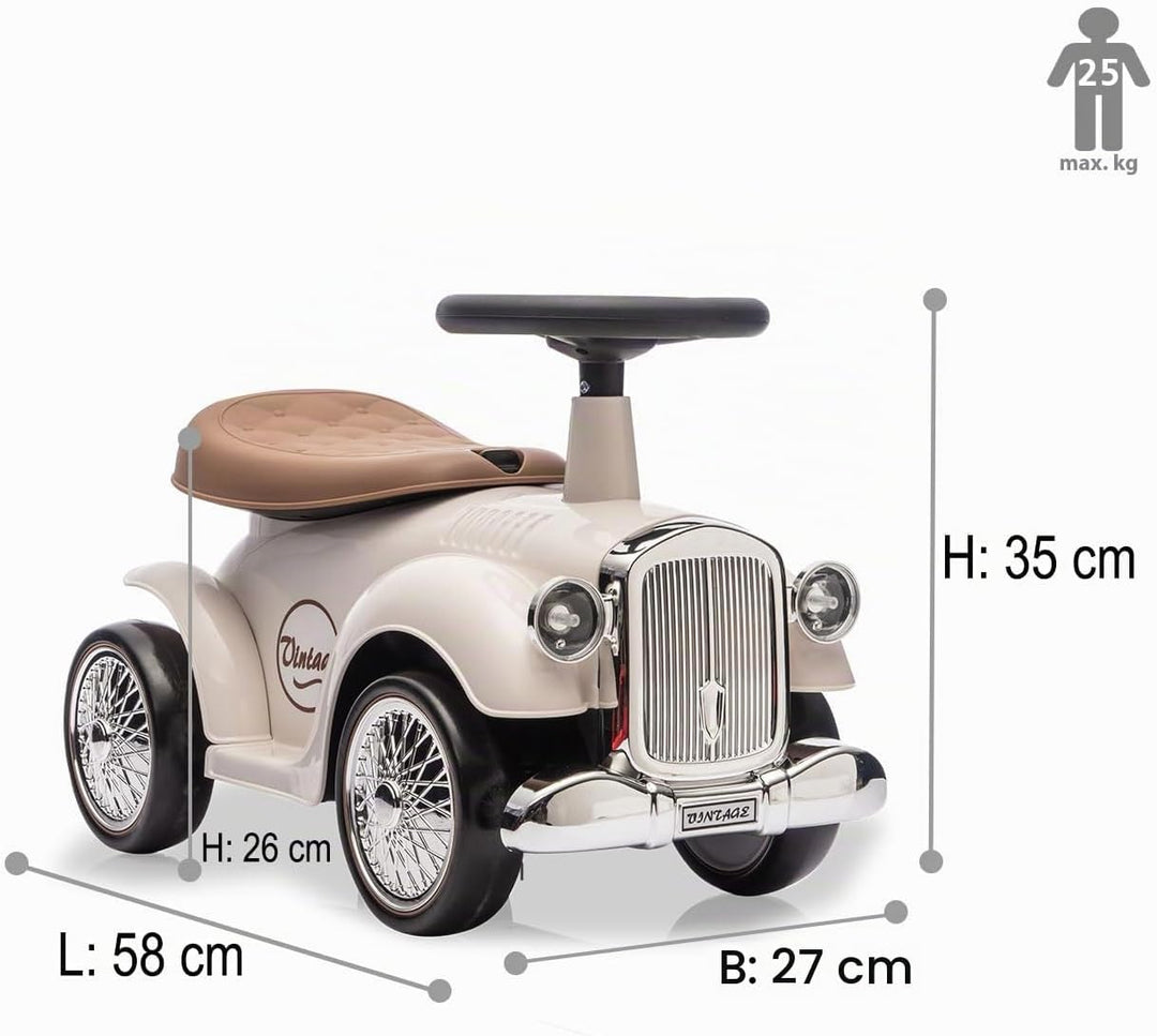 JAMARA 464010 Rutscher Classic Car-Kofferraum unter der Sitzfläche, Flüsterreifen, Scheinwerferattra