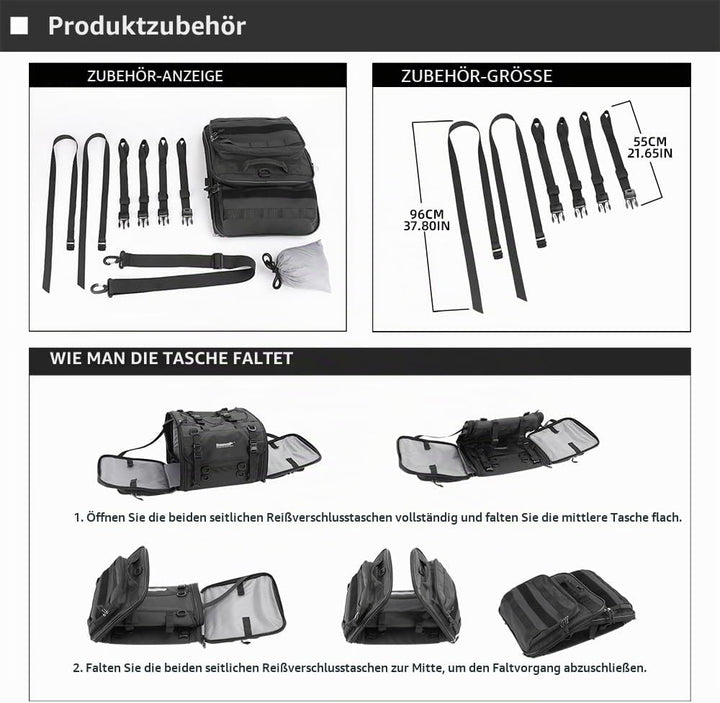 Rhinowalk Motorrad Sitztaschen 33-45L Wasserdicht Motor Rücksitztasche Gepäcktasche Hecktasche Erwei