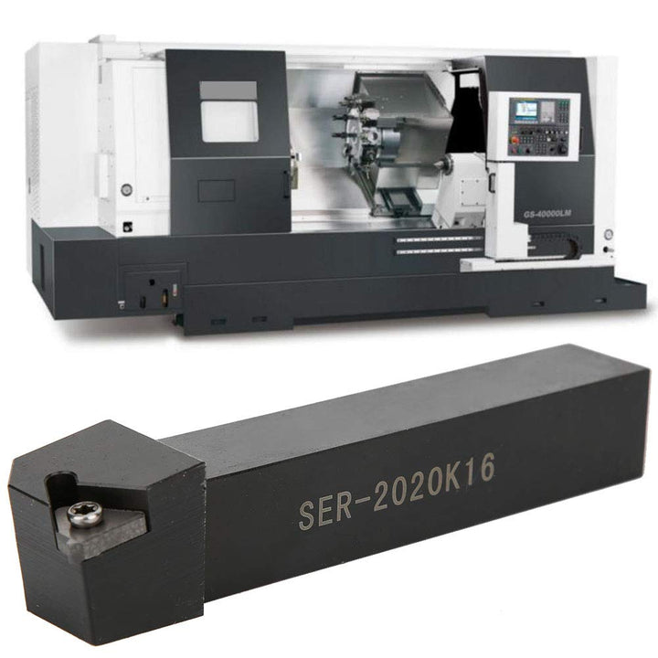 Jeanoko 10 Stück 16ER AG60 Messereinsatzschneider Einsätze Set + SER2020K16 CNC-Drehmaschine Drehwer