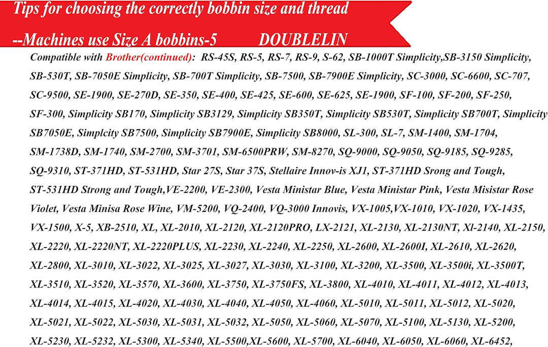 DOUBLELIN vorgewickelte Spulen, Kunststoffseiten, Grösse A/Stil A, Klasse 15, 15J, SA156, Grösse 11,