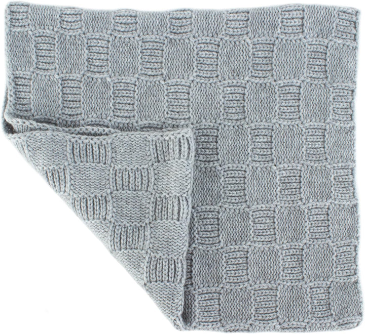 Love Cashmere Damen 100% Kaschmir-Schlauchschal mit Schachbrettmuster - Lichtgrau - Handgefertigt in
