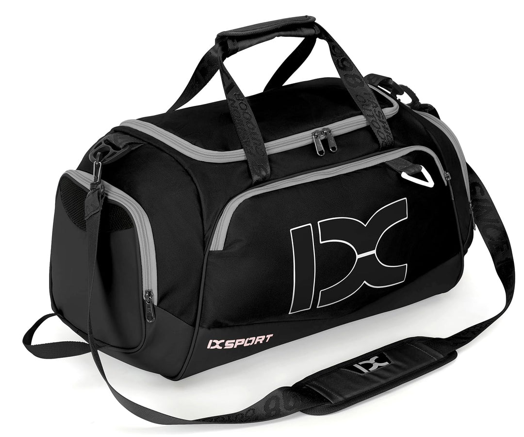 INOXTO Grosse Sporttasche, Faltbare Sport-Reisetasche mit Nass- und Trockentaschen und Schuhfach, He