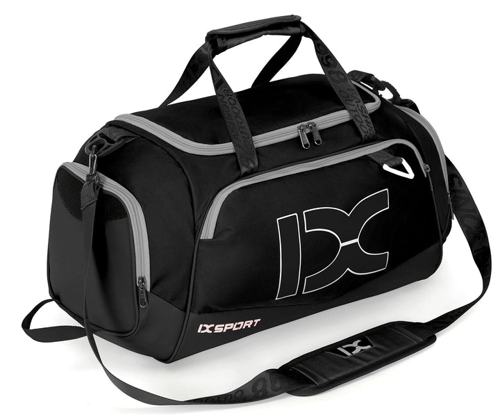 INOXTO Grosse Sporttasche, Faltbare Sport-Reisetasche mit Nass- und Trockentaschen und Schuhfach, He