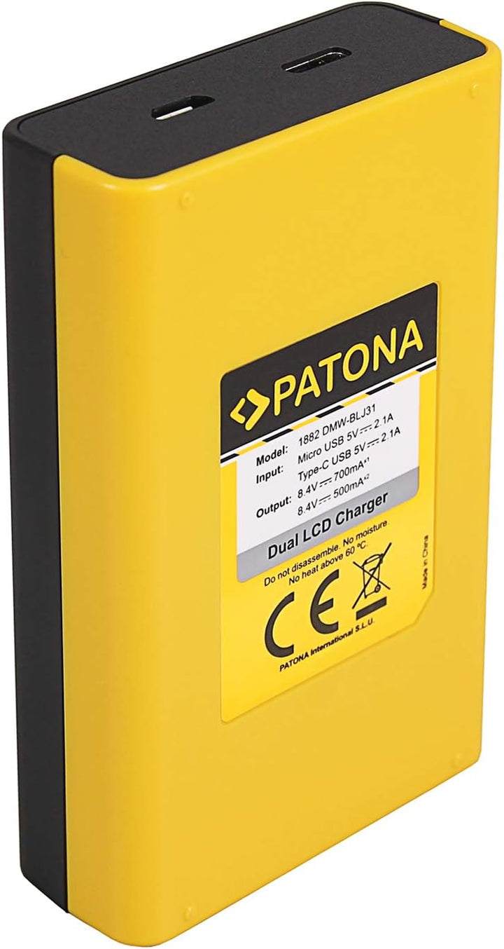 PATONA Platinum (2X) Ersatz für Akku Panasonic DMW-BLJ31 (3500mAh) - Dual LCD Ladegerät 1882 (Eingan