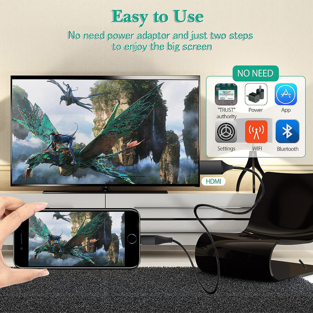 HDMI-Kabel für iPhone, HDMI-Konverterkabel 2,0 m, Phone/Pad/Pod auf TV, HDMI-Verbindungskabel, iOS 1