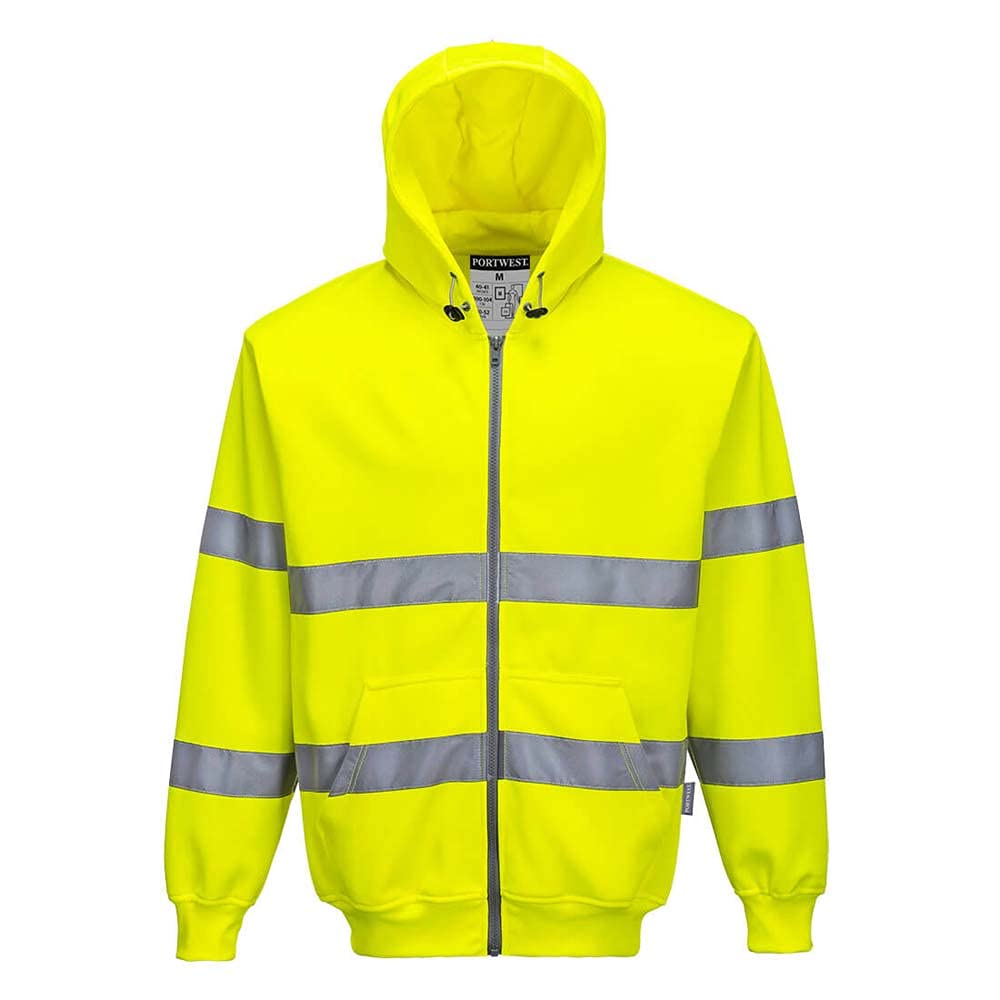 PORTWEST B305 - Warnschutz-Reissverschluss Kapuzen-Sweatshirt, 1 Stück, Gelb