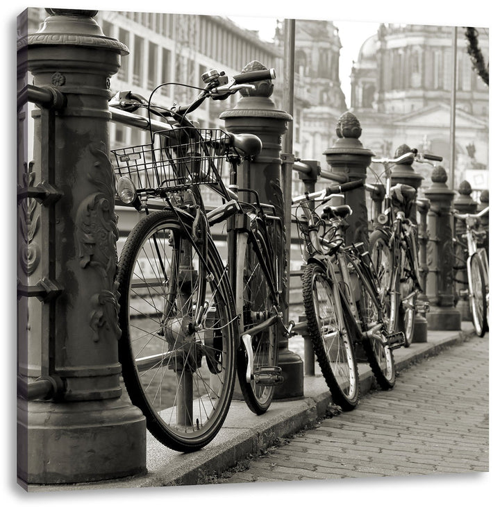 Pixxprint Fahrrad in Amsterdam 70x70cm Leinwandbild Wandbild Kunstdruck, 70x70