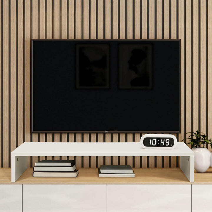TV-Aufsatz mit Erhöhung,PC Regal Aufsatz Bildschirmerhöhung Hochglanz, Ideal für TV-Erhöhung und Sch