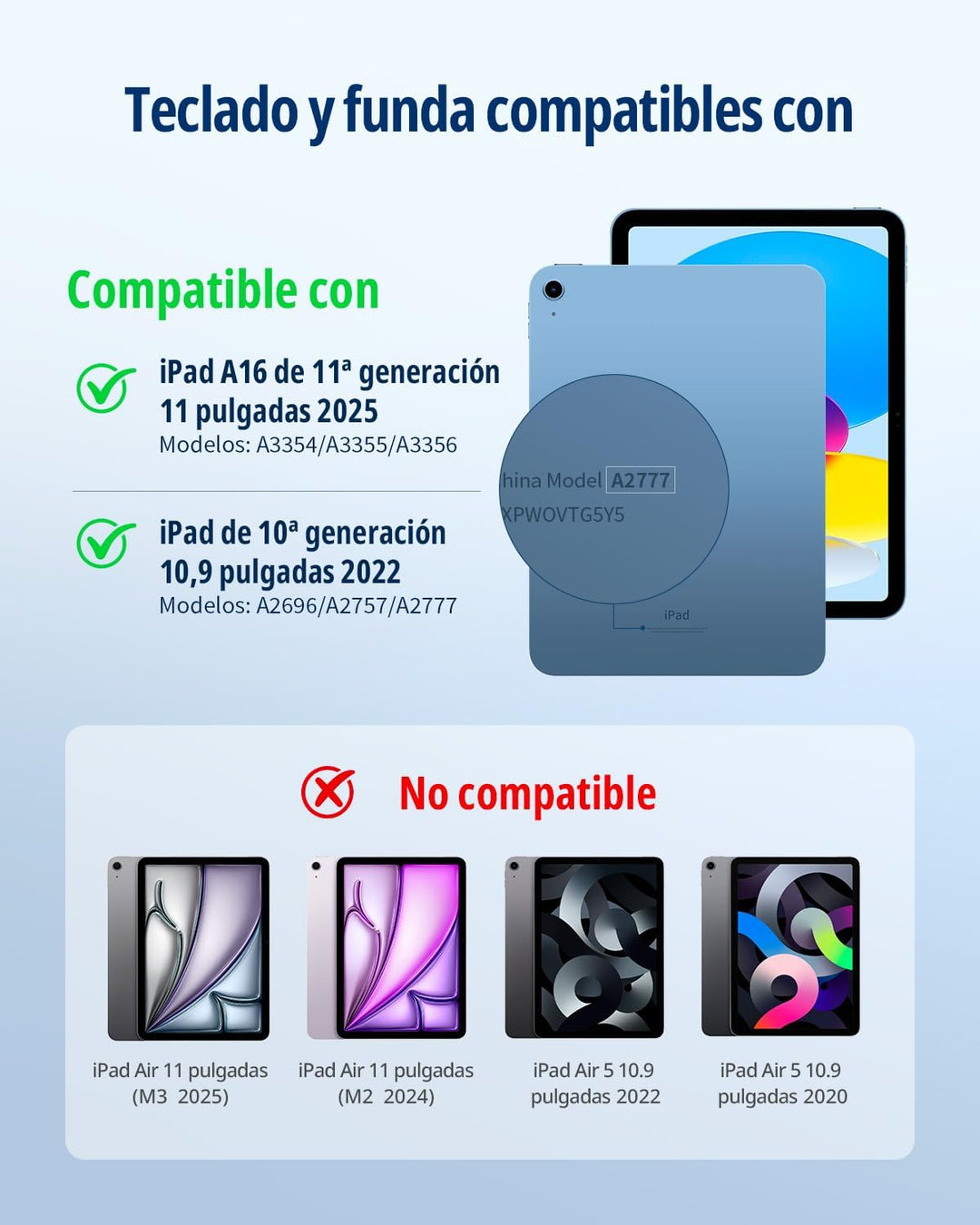 CACOE Hülle Tastatur Kompatibel mit iPad 10 10.9 Zoll 2022 A2757/A2777 mit Touchpad, 7-Farbige Beleu