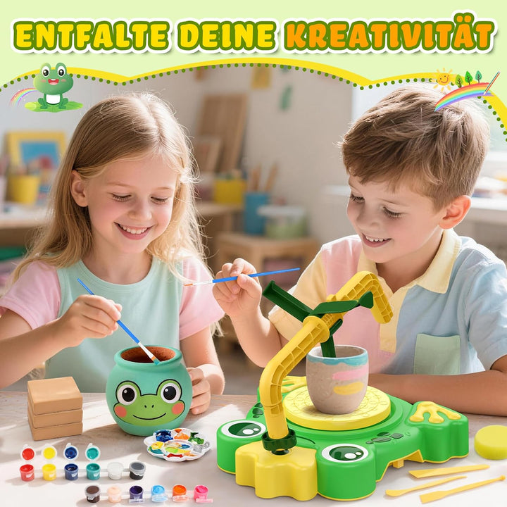 Naxudcoo Töpferscheibe für Kinder: Bastelset Kinder ab 6 Jahren, Komplettes Kreativset mit Ton, Farb