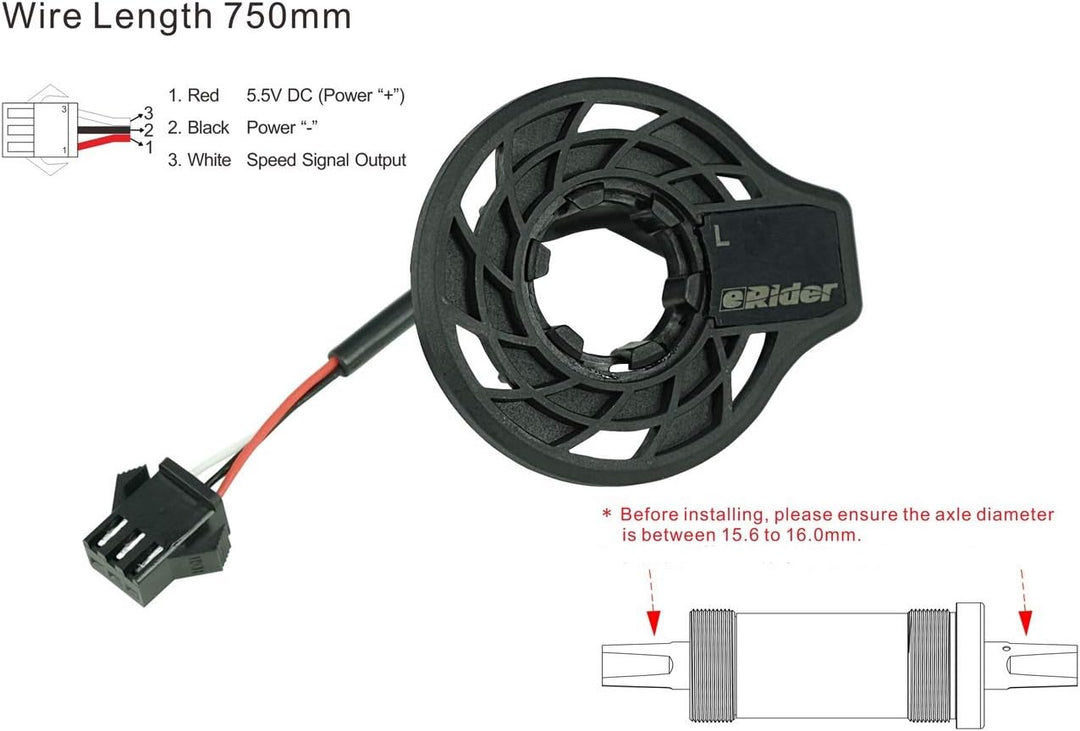 PowerSmart® E-Bike Geschwindigkeitssensor External Speed Sensor, mit 750 mm Kabel (Links), Links