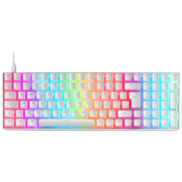 Mars Gaming MKULTRA, Mechanische Tastatur Weiss RGB, Kompakt 96%, Schalter Outemu SQ Rot, Spanisch-U