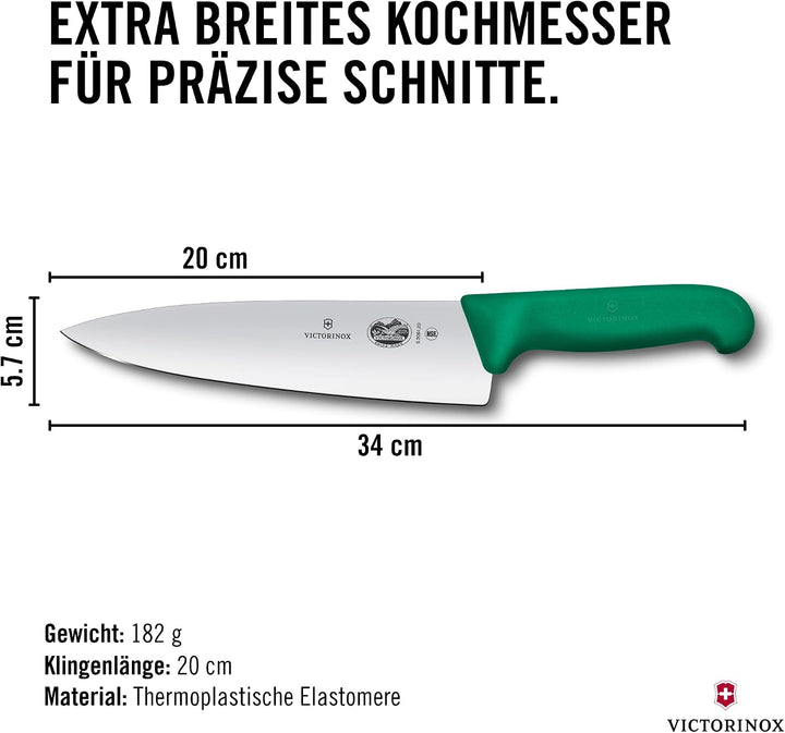 Victorinox Fibrox Kochmesser, Breites Universalmesser für Fleisch, Fisch, Gemüse und Kräuter, 20 cm,