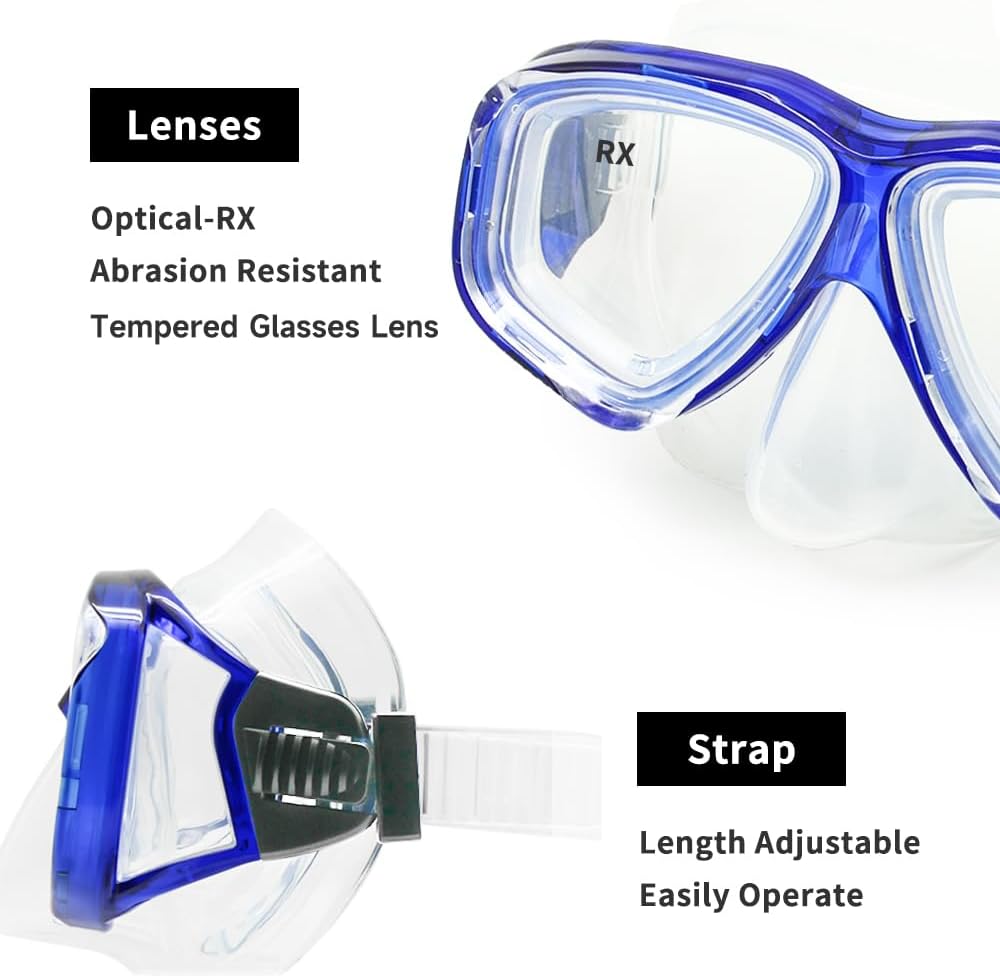 EnzoDate optische Tauchen Gear Kit Myopie Schnorchel Set, unterschiedlichen Stärke für jedes Auge ku