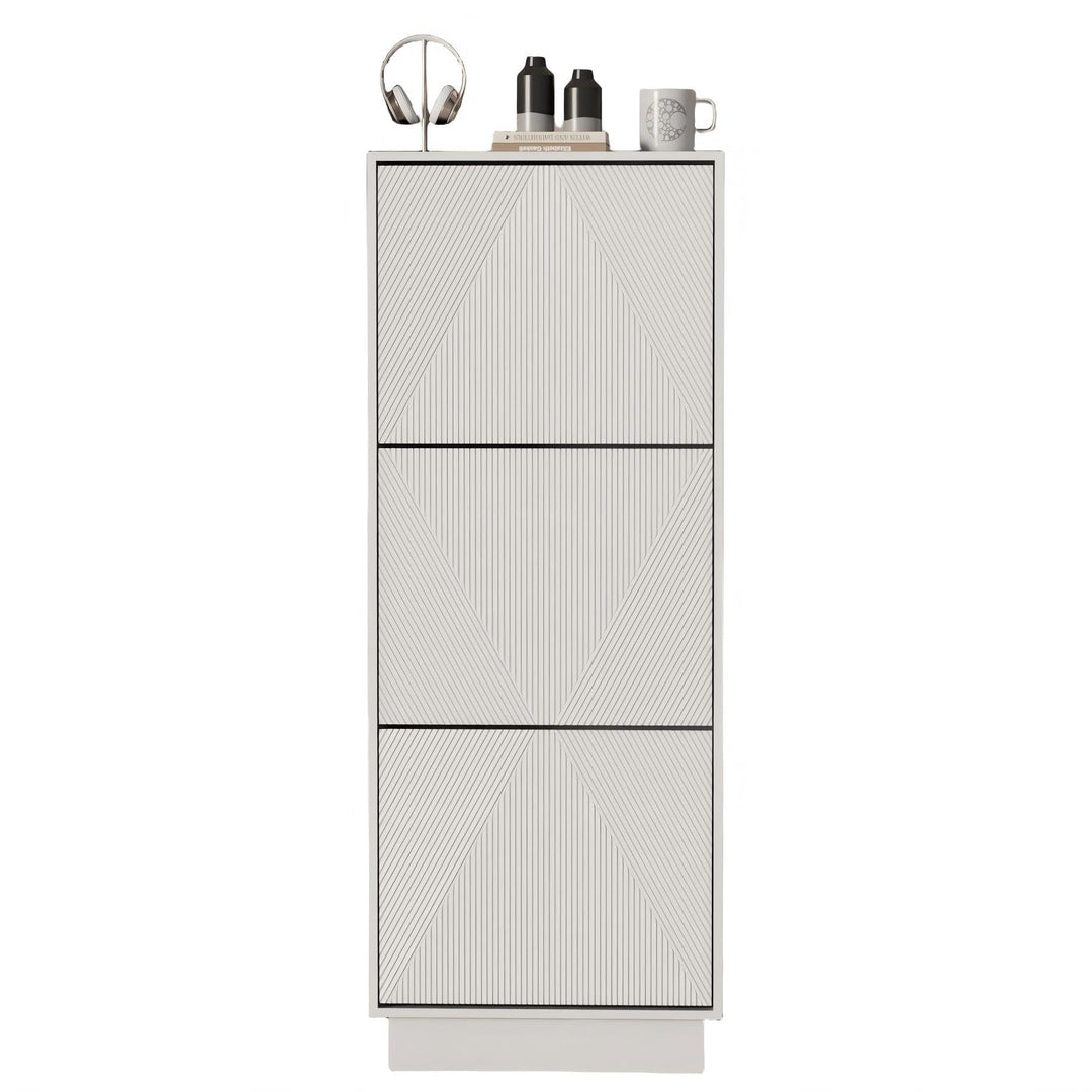 UEV Schuhschrank mit 3 Klappen, Schuhkipper Schuhkommode Schuhregal schmal für Flur mit Kippschutz/D