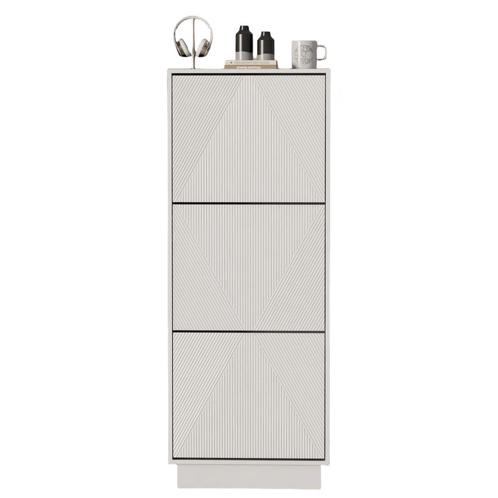 UEV Schuhschrank mit 3 Klappen, Schuhkipper Schuhkommode Schuhregal schmal für Flur mit Kippschutz/D