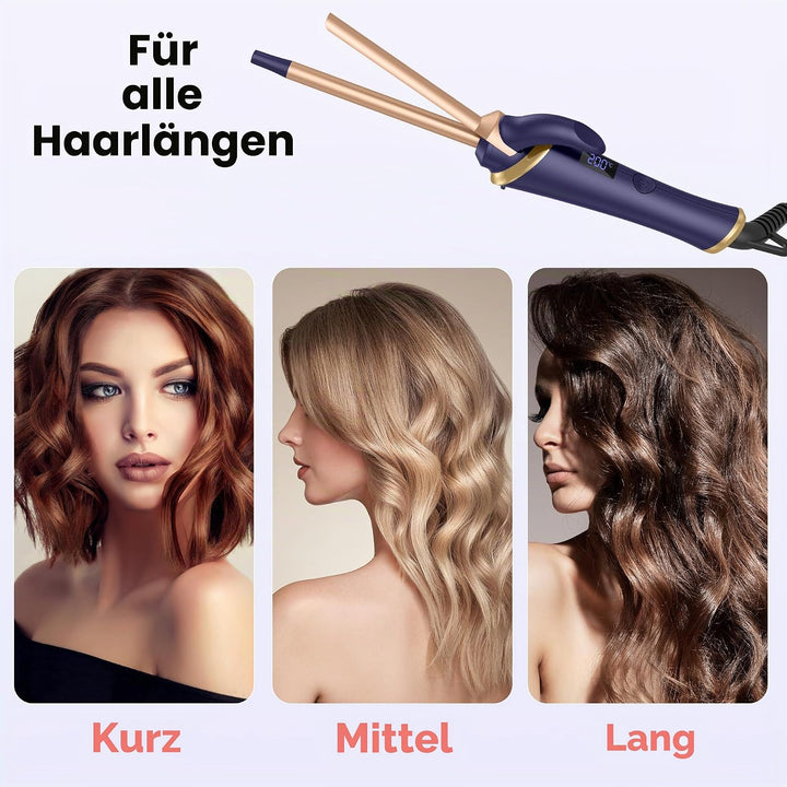 Mini Lockenstab Reise 13mm, Mini Lockensta Kurze Haare, Reise Lockensta mit 5 Temperatur Einstellbar