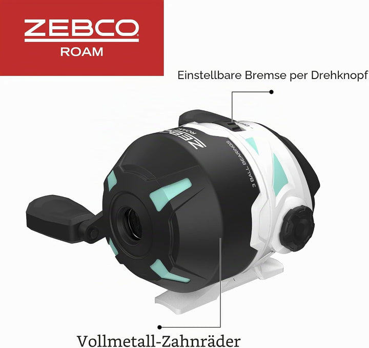 Zebco Roam Teleskop-Angelrute und Spinn- oder Spincast-Angelrolle-Kombination, langlebige 1,8 m Fibe