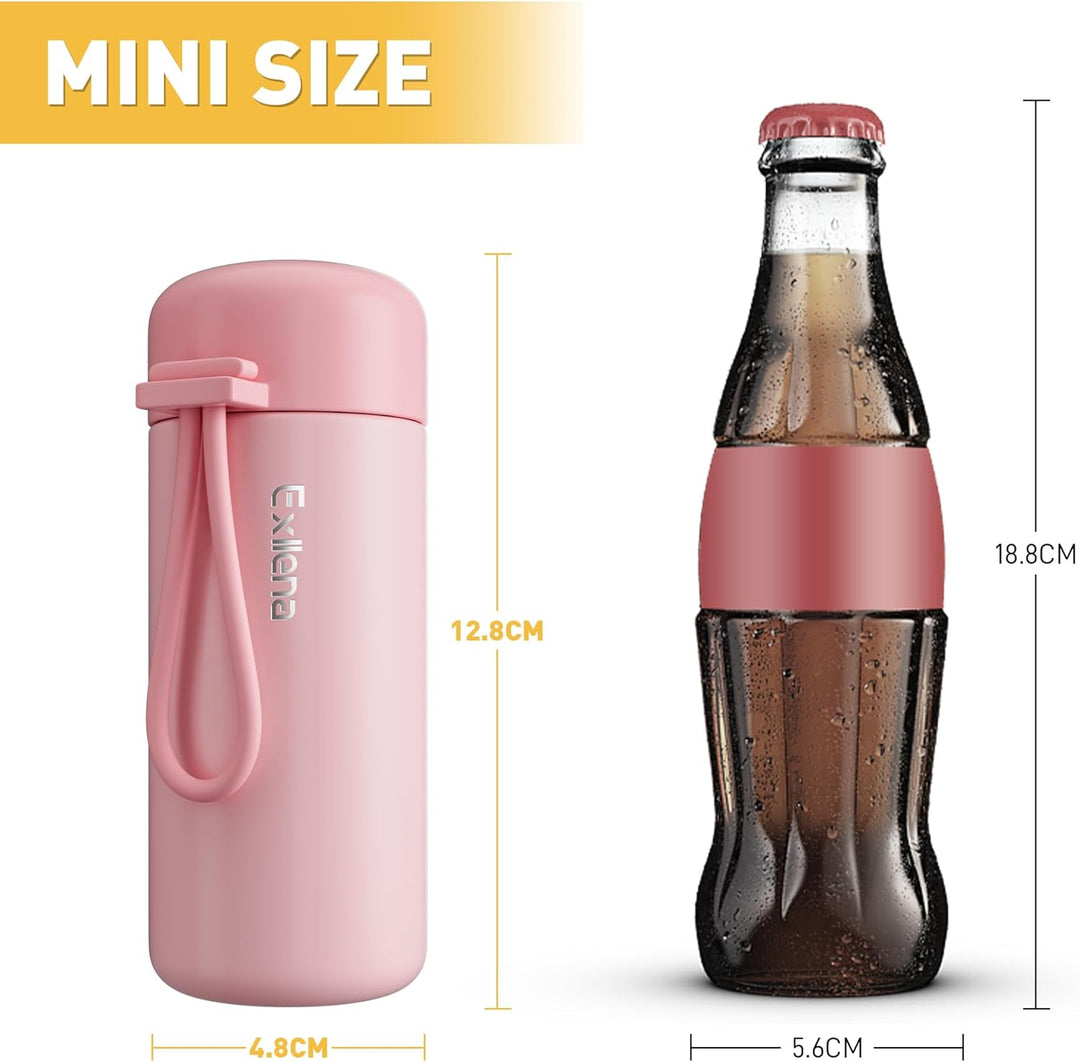 Exllena Mini Trinkflasche 150ml – Mini Thermosflasche Auslaufsicher mit praktischem Tragegriff - Hoc