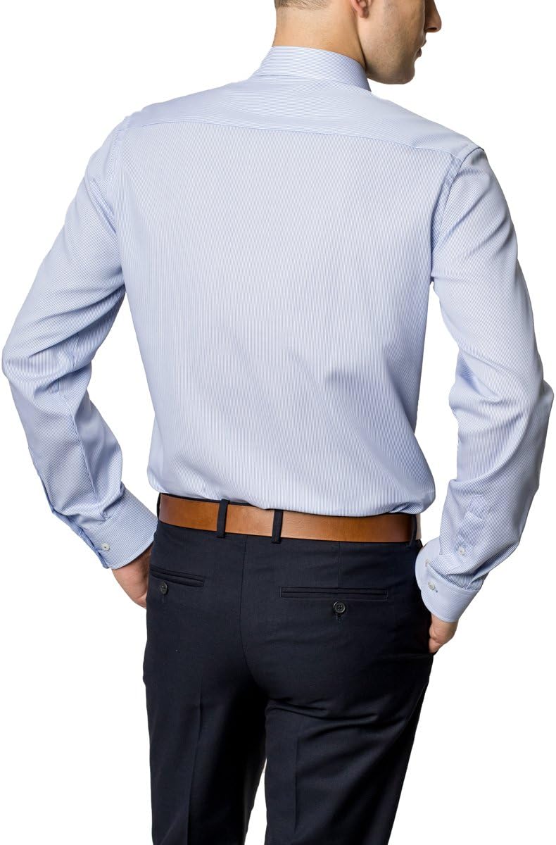 ETERNA Langarm Hemd SLIM FIT Cotelé gestreift, hellblau/weiss, W44 Langarm