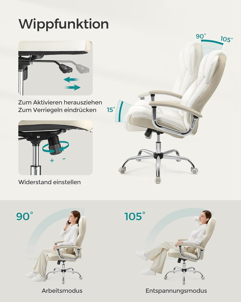 SONGMICS Bürostuhl, Schreibtischstuhl, Gaming-Stuhl mit Armlehnen, Computerstuhl, Chefsessel, höhenv