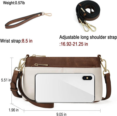 CLUCI Crossbody Bag Damen, Klein Umhängetasche PU Leder, Handy schultertasche, Reissverschlusstasche