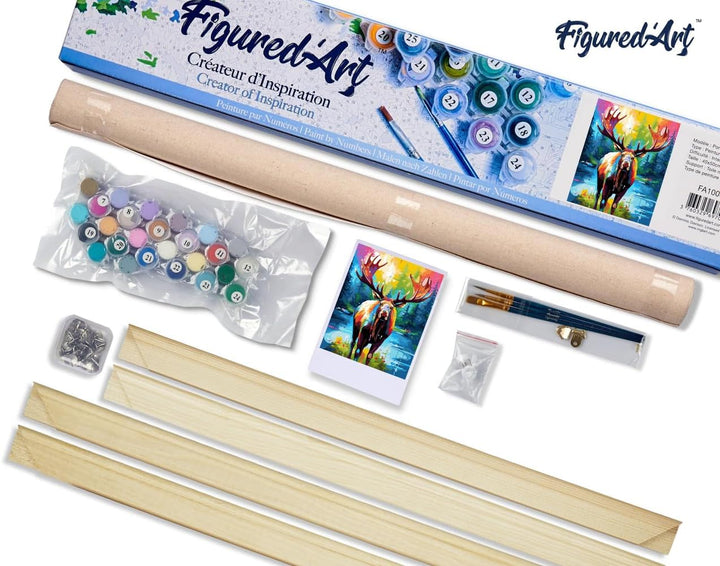 Figured'Art Malen Nach Zahlen Erwachsene Mit Rahmen Elch Farbenfroh Abstrakt - Paint by Numbers Bast