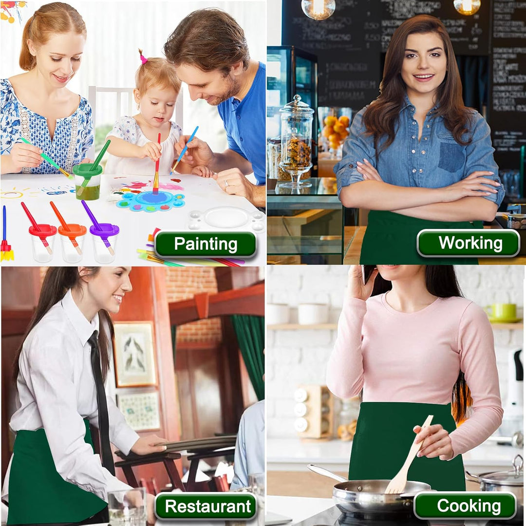 4 Stück Vorbinder Schürze, Kurz Kellner schürze mit 3 Taschen für Herren Damen Koch Küchen Grill (Po