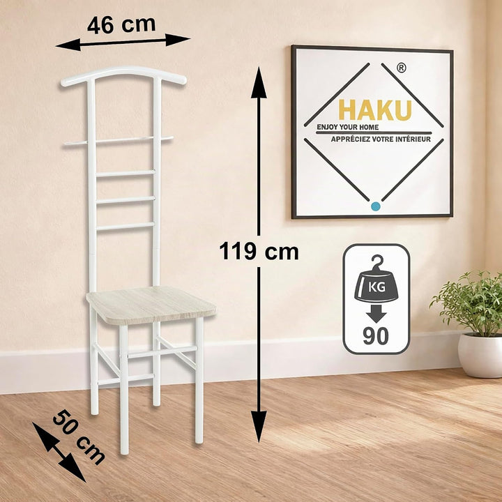 HAKU Möbel 80088 Herrendienerstuhl 46 x 50 x 119 cm, weiss /