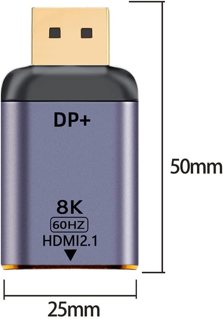 NFHK DisplayPort 1.4 Source to HDMI 2.0 Display 8K 60hz UHD 4K DP to HDMI Male Monitor Adapter Conne