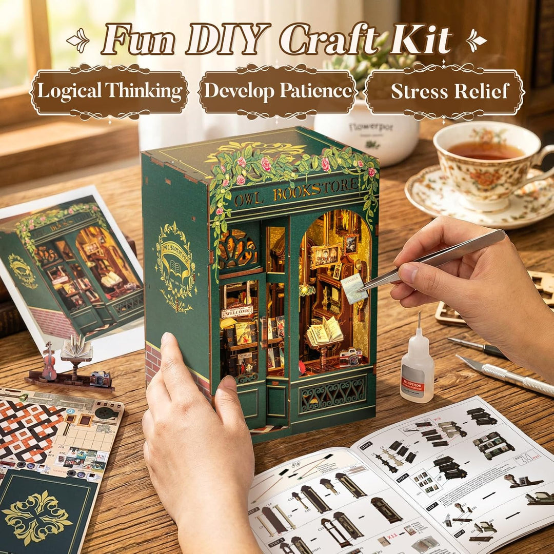 CUTEBEE Book Nook Kit - DIY Miniature House,Puppenhaus Miniatur Haus Selber Baue Bausatz mit Staubsc
