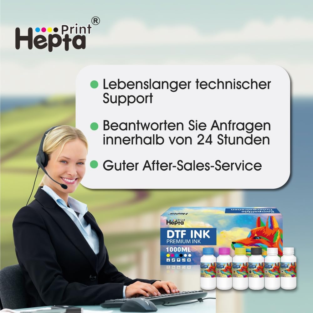 250ml DTF Tinte Premium-Pigment Tinte für PET-Folien Thermotransfer für alle Epson DTF-Drucker Umbau