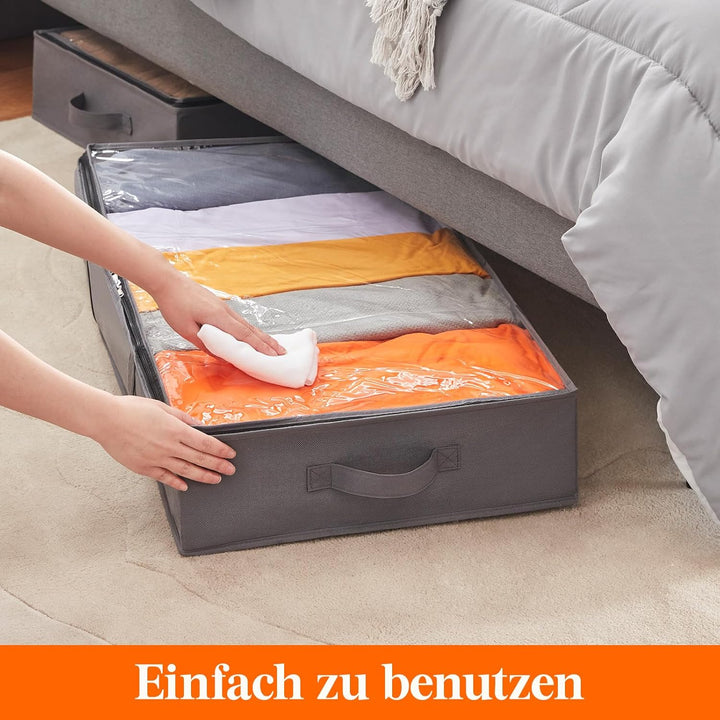 Lifewit 6 Stück Unterbett Aufbewahrungsbox mit Deckel, Unterbettkommode Faltbare Unterbett Aufbewahr